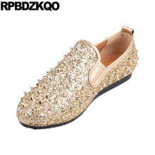 Sequin 2018 Slip On Shoes Designer Dandelion Casual Rivet Comfort Prom Red Glitter Elevator Black Rubber Stud Gold Loafers Men 2024 - buy cheap