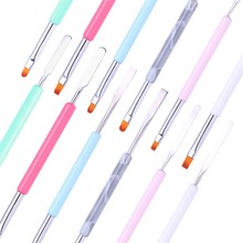 Nail Drawing Brush UV Gel Powder Dust Cuticle Handle Double Head Nail Pen Manicure Nail Art Tool 2024 - buy cheap