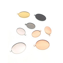 20pcs Silver Color Necklace Pendant Setting Cabochon Blank Tray Bezel for 13*18mm,18*25mm Oval Glass Cabochon DIY Jewelry Making 2024 - buy cheap