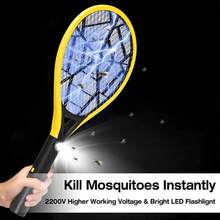 Electric Fly Mosquito Racket 3 Layer Mesh Rechargeable Handheld Anti Insects Zapper Swatter Bug Swatter Killer With LED Light 2024 - buy cheap