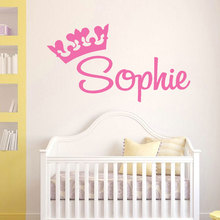 Cheap Sale Personalized Name Decal Princess Crown Custom Name Graphic, Girl Nursery Wall Decal, Room Vinyl Sticker Murals LW107 2024 - buy cheap