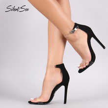 Silentsea-Sandalias transparentes de tacón alto para mujer, zapatos sexys de Punta abierta de 11,5 cm, tacones finos, Sandalie de talla grande 35 39 43, color albaricoque 2024 - compra barato