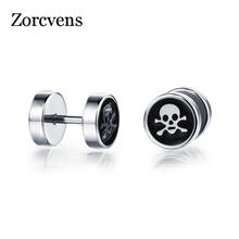 ZORCVENS Men earrings screw back earring for men stud earrings skull stainless steel earring jewelry punk 2024 - buy cheap