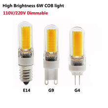 G9 G4 E14 Светодиодный светильник 110 В 220 В 6 Вт с регулируемой яркостью, 2609 SMD лампа, COB светильник, угол 360 лучей, люстра, светильник s, замена галогенов, 10 шт. 2024 - купить недорого