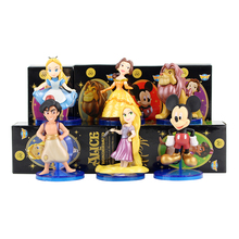 6 unids/lote princesa figura juguetes Rapunzel enredado Aladdin León rey Bella bestia WCF modelo muñecas 2024 - compra barato