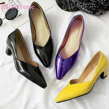 Новые Элегантные женские свадебные туфли-лодочки черного, фиолетового цвета, соблазнительные женские туфли на среднем каблуке для вечеринок, большие и маленькие размеры 3, 11, 30, 43, 48, BK97 2024 - купить недорого