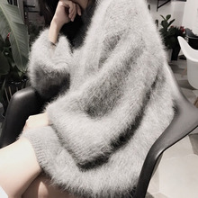 Novo suéter de caxemira genuíno pulôver longo de caxemira feminino casaco de malha pura espesso frete grátis m1016 2024 - compre barato