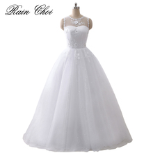Wedding Dress 2021 Vestido de Noiva Appliques Flower Ball Gown  O-Neck Lace Princess Wedding Gown Plus Size 2024 - buy cheap