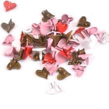 Mezcla de adornos de corazones para álbum de recortes, sujetador de decoración para el hogar, Brad Artesanía de Metal, accesorios hechos a mano, 50 Uds., 12x12mm, c2107 2024 - compra barato