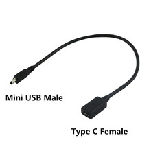 1x USB 3.1 Type C Женский к USB мини 5-контактный штекер Синхронизация данных адаптер для зарядки Соединительный кабель шнур 1 фут/30 см 2024 - купить недорого