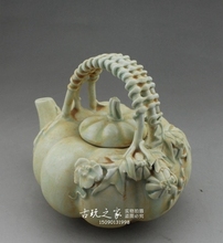 Song Hutian-TETERA de calabaza con esmalte verde, sombra de horno, porcelana antigua 2024 - compra barato