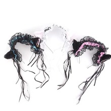 Anime Cat Girl Cosplay Maid Lace Headbands Princess Sweet Lolita Hairbands Bell Cat Ears Headband Hair Hoop Hair Accessories 2024 - buy cheap