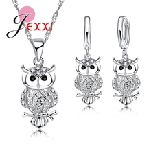 Cute Owl Full Zirocns Design High Quality Women Daily Decorations 925 Sterling Silver Jewelry Set Necklace & Earrings 2024 - buy cheap