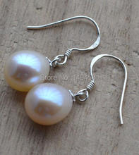Pendientes de perlas de Color blanco, joyería de plata de ley S925, con forma de arroz, 8-9MM de grosor 2024 - compra barato