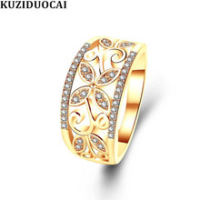 Kuziduocai 2019 New Fashion Jewelry Zircon Stainless Steel Butterfly Flower Wedding Bride Party Rings For Women Mujer Anillos 2024 - buy cheap