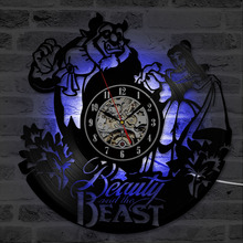 The Beauty and the Beast Vinyl Record Clock Creative Hollow LED Record Clock Cartoon Antique Wall Clock Birthday Gift 2024 - buy cheap