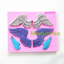 Mom&Pea 0701 Free Shipping Big Wings Shaped Silicone Mold Cake Decoration Fondant Cake 3D Mold 2024 - buy cheap
