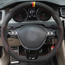 Cubierta brillante para volante de coche, cubierta de cuero negro de ante para Volkswagen, VW, Golf 7, Mk7, Polo, Jetta, Passat B8 2024 - compra barato