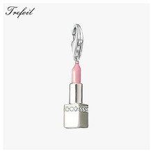 Pink Lipstick Charms Pendant,Fashion Jewelry 925 Sterling Silver Trendy Gift For Women Girls Fit Bracelet Necklace Bag 2019 2024 - buy cheap