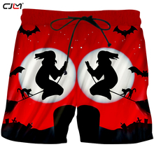 CJLM-pantalones cortos con cordón para hombre, con estampado 3D De Luna blanca para Halloween, escoba, bruja y murciélago, nuevo listado 2024 - compra barato