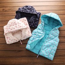 Autumn Winter Baby Girls Heart-print Warm Vest Girls Thick Hooded Waistcoat Kids Warm Outerwear Jacket Coat Both Side Wear 2024 - buy cheap