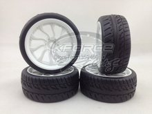 Neumáticos de goma 1/10 de 4 piezas, llanta triangular (material blanco), apta para coche de turismo 1:10 1/10, nuevo diseño 2024 - compra barato
