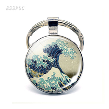 Брелок Great Wave At Kanagawa, японский кабошон, стеклянный брелок, ювелирное ожерелье, серфер, подарок, браслет, модные серьги 2024 - купить недорого