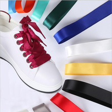 1 пара 2 см ширина шелковые плоские шнурки атласная шелковая лента кроссовки со шнурками Спортивная Белая обувь кружево 100 см Длина 2024 - купить недорого