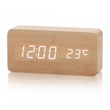 Новый деревянный светодиодный Будильник, despertador контроль звуков температуры светодиодный дисплей, электронные настольные цифровые настольные часы, SKU04A4A01 2024 - купить недорого