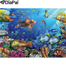 DIAPAI-pintura de diamante 5D DIY 100%, taladro cuadrado/redondo completo, bordado de diamantes de "pez marino", punto de cruz, decoración 3D, A25284 2024 - compra barato