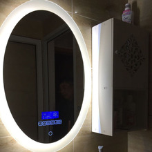 Овальное умное зеркало для ванной, Европейское настенное зеркало для ванной, светодиодное зеркало с электропитанием, для туалета, противотуманные зеркала с сенсорным экраном, Bluetooth 2024 - купить недорого