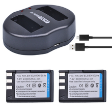 Akuu-Batería de EN-EL9 EN EL9 de 2400mAh, cargador Dual USB para cámara Nikon EN-EL9a, D40, D60, D40X, D5000, D3000, 2 uds. 2024 - compra barato
