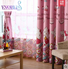 Children's cartoon pink blackout curtains kitty girl princess room bedroom bay window 2024 - buy cheap