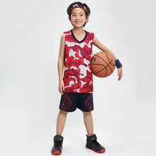 Children's throwback basketball training jerseys sets camouflage boys sports team basketball clothing suit kids uniforms custom 2024 - buy cheap