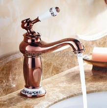 Rose Gold Brass Bathroom Basin Faucet Ceramic Lever Deck Mount Vessle Sink Mixer Tap Lnf502 2024 - buy cheap