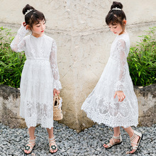 Baby Girls Teens Dress Summer 2019 Children Princess Party Frocks Kids Lace Floral Long Maxi Dress Teenager Summer White Clothes 2024 - buy cheap