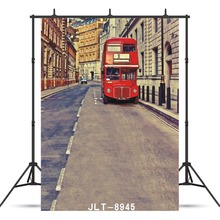Street Red Double-Decker Bus Photographic Background For Portrait Children Baby Shower Vinyl Cloth Backdrops Photo Shoot 2024 - buy cheap