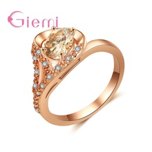 New Fashion Classical 4 Claws Setting Oval Rhinstone Rose Gold Rings For Sweet Woman Girls Vintage Wedding Accessories 2024 - buy cheap