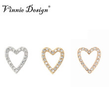 Vinnie Design Jewelry Pave Heart Slide Charms fit on Keeper Bracelet Keys for Wrap Bracelets 10pcs/lot 2024 - buy cheap