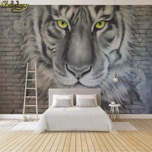 beibehang Custom Embossed tiger photo wallpapers for living room brick wall papers home decor papel de parede 3d improvement 2024 - buy cheap