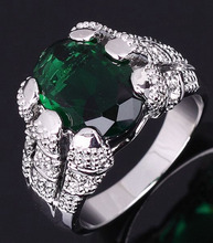 SuoHuan Size 8-11 Rings For Men Big Heavy Stone Green Zirconia Cz Crystal White Gold Filled Male Mens Party Fashion Jewelry Gift 2024 - buy cheap