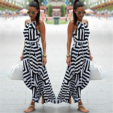 2019 Women Sexy Summer Long Dress Boho Striped Sleeveless Maxi Long Dress Beach Style Strap Sundress Vestidos For Female 2024 - buy cheap