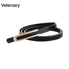 Genuine leather Belts for Women gold buckle thin belt black Second layer cowskin jeans dress cowhide leather strap belts lady 2024 - buy cheap