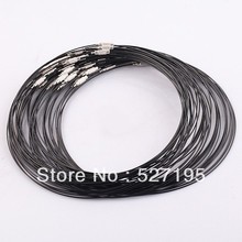 100pcs 18inch Black  Screw Clasp Stainless Wire Cable 1MM Steel Chain Cord Necklace Charms 2024 - buy cheap