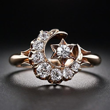 New Vintage Design CZ Zircon Star Moon Ring 2019 Fashion Statement Geometric Rose Gold Charm Lady Girl Ring Jewelry Accessories 2024 - buy cheap