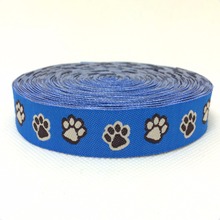 2015 NEW wholesale 5/8" 16mm 10y/lots 100% Polyester blue Color feet Woven Jacquard Ribbon For Dog Collar lace 2024 - buy cheap