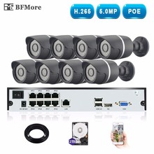 BFMore 8CH H.265 + H.265 5.0MP UHD POE NVR Kit IP Sistema de CCTV Câmera de Vigilância De Segurança De Vídeo À Prova de Intempéries Ao Ar Livre Set alarme 2024 - compre barato