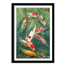 Pintura de diamante DIY 3D punto de cruz nueve peces de carpa de cristal bordado de diamante Animal completo diamante decorativo BJ574 2024 - compra barato