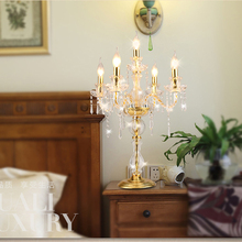 European style Crystal lamp romantic Bedside led Candle lamp Wedding golden crystal table lamp Livingroom decorative table light 2024 - buy cheap