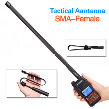 Abbree antena tática sma-fêmea, antena tática de banda dupla 144/430mhz para baofeng, digital, walkie talkie, dmr 2024 - compre barato